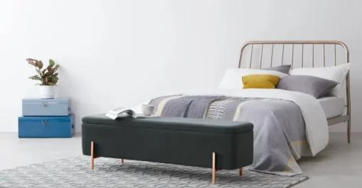 Banco otomana Asare 150cm – Terciopelo gris medianoche