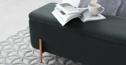 Banco otomana Asare 150cm – Terciopelo gris medianoche