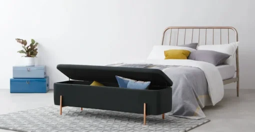 Banco otomana Asare 150cm – Terciopelo gris medianoche