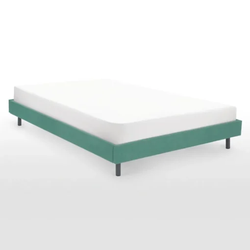 Cama Plataforma Besley – Azul Aguamarina y Gris