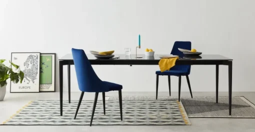 Juego de 2 sillas de comedor Julietta – Terciopelo azul eléctrico