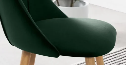Juego de 2 sillas de comedor Lule – Terciopelo verde pino y roble