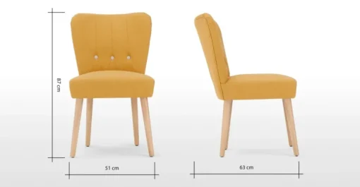 Juego de 2 sillas de comedor Charley – Amarillo yema y roble