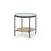 Mesa auxiliar redonda Kameko – Roble y cristal