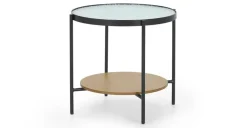 Mesa auxiliar redonda Kameko – Roble y cristal