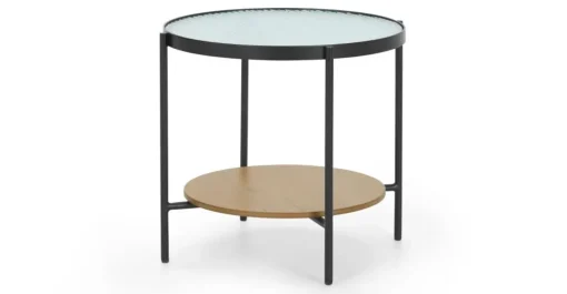 Mesa auxiliar redonda Kameko – Roble y cristal