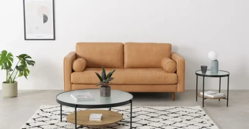 Mesa auxiliar redonda Kameko – Roble y cristal