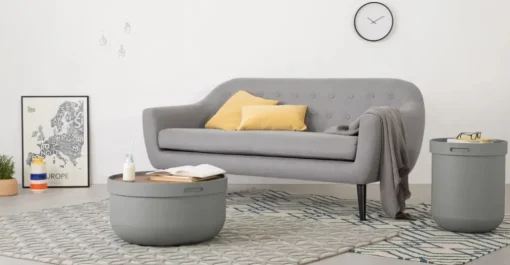 Mesa Auxiliar Ziv – Gris y Nogal
