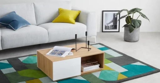 Mesa de Centro Hopkins – Roble y blanco
