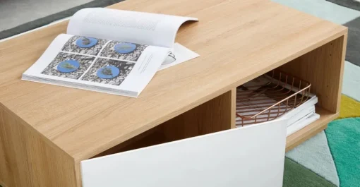 Mesa de Centro Hopkins – Roble y blanco