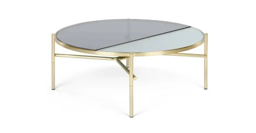 Mesa de Centro Stanley – Acero Dorado y Vidrio