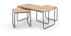 Mesa de Centro y Juego de 2 Mesas Auxiliares Hill – Fresno y gris