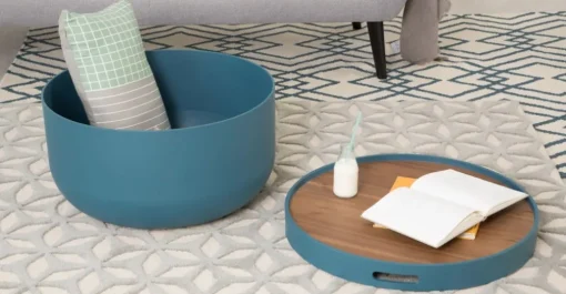 Mesa de Centro Ziv – Azul y Nogal