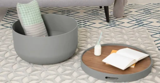 Mesa de Centro Ziv – Gris y Nogal