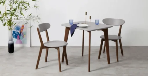 Mesa de Comedor Cuadrada Fjord – Roble Oscuro y Gris