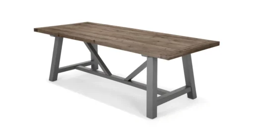 Mesa de Comedor Extra Grande Iona – Madera de Pino y Gris