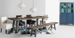 Mesa de Comedor Extra Grande Iona – Madera de Pino y Gris