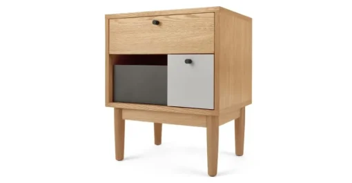 Mesa de noche Campton – Roble y gris