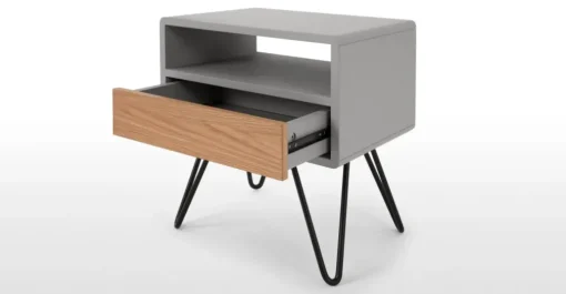 Mesa de noche Ukan – Gris y roble
