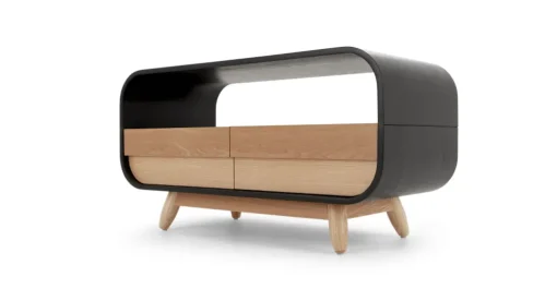 Mueble multimedia compacto Esme – Negro y fresno