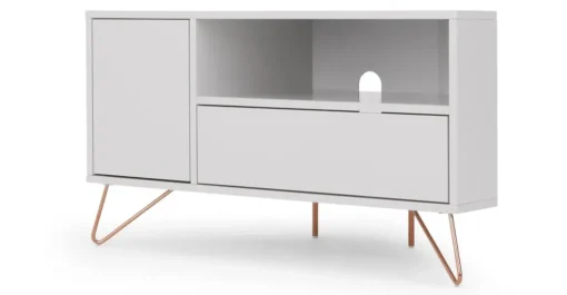 Mueble multimedia esquinero Elona – Gris y cobre