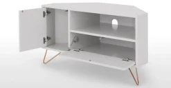 Mueble multimedia esquinero Elona – Gris y cobre