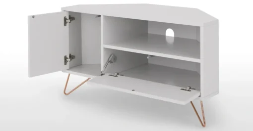 Mueble multimedia esquinero Elona – Gris y cobre
