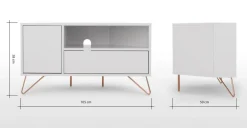 Mueble multimedia esquinero Elona – Gris y cobre