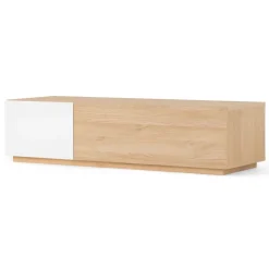 Mueble multimedia Hopkins – Roble y blanco