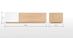 Mueble multimedia Hopkins – Roble y blanco