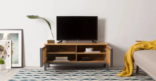 Mueble multimedia Reema – Roble y gris