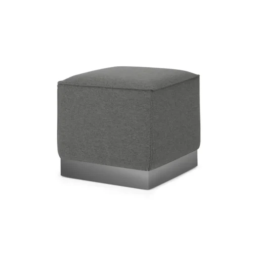 Puf Cuadrado Hetherington – Gris con Base Níquel