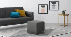 Puf Cuadrado Hetherington – Gris con Base Níquel