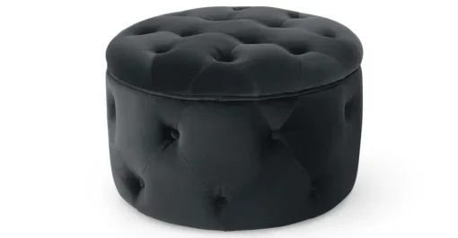 Puf Redondo Pequeño con Almacenaje Hampton – Gris Medianoche
