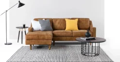 Seccional con Chaise Longue a la Izquierda Dallas – Cuero Canela