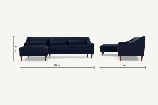 Seccional con Chaise Longue a la Izquierda Herton – Azul Tinta
