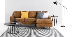 Seccional con Chaise Longue a la Derecha Dallas – Cuero Canela