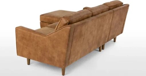 Seccional con Chaise Longue a la Izquierda Dallas – Cuero Canela