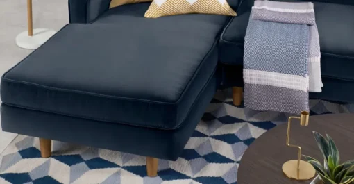 Seccional con Chaise Longue a la Izquierda Dallas – Azul Marino