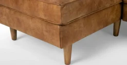 Seccional con Chaise Longue a la Izquierda Dallas – Cuero Canela