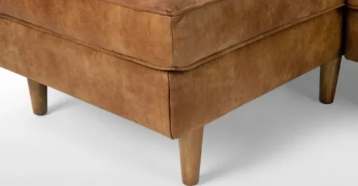 Seccional con Chaise Longue a la Izquierda Dallas – Cuero Canela