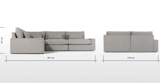 Seccional con Chaise Longue a la Izquierda Trent – Gris Lavado
