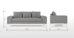 Sofá 3 cuerpos Vittorio – Gris Perla