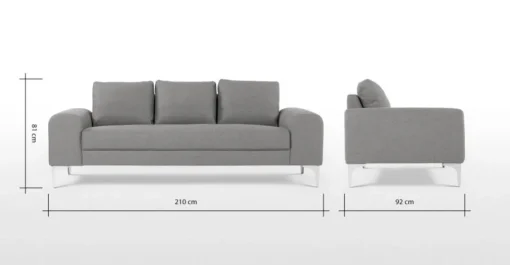 Sofá 3 cuerpos Vittorio – Gris Perla