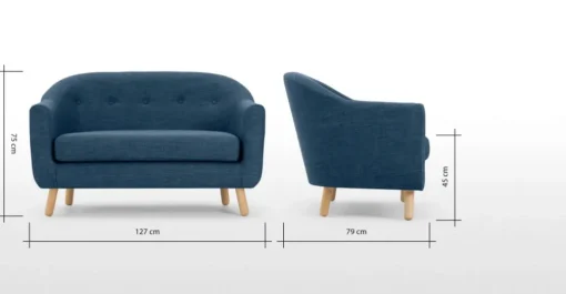 Sofá de 2 Cuerpos Lottie – Azul Puerto