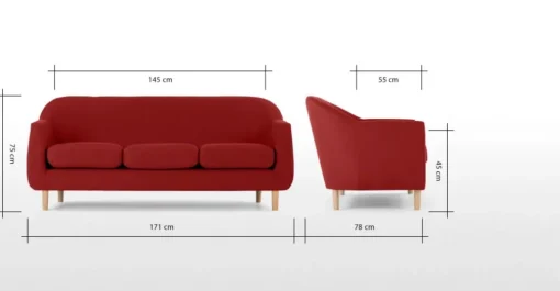 Sofá de 3 Cuerpos Tubby – Rojo Brillante