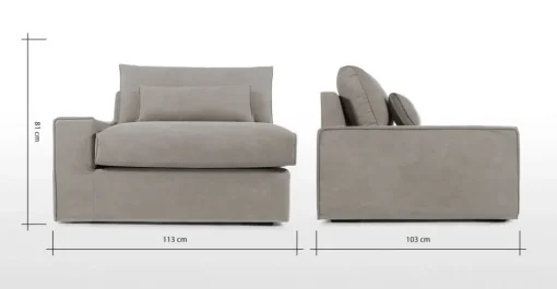 Sofá Modular con Brazo a la Izquierda Trent – Gris Lavado
