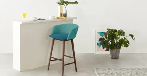 Taburete alto Lule – Azul mineral y verde esmeralda
