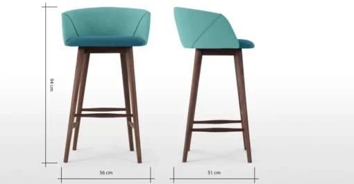 Taburete alto Lule – Azul mineral y verde esmeralda
