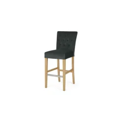 Taburete de bar Flynn – Terciopelo gris medianoche y abedul